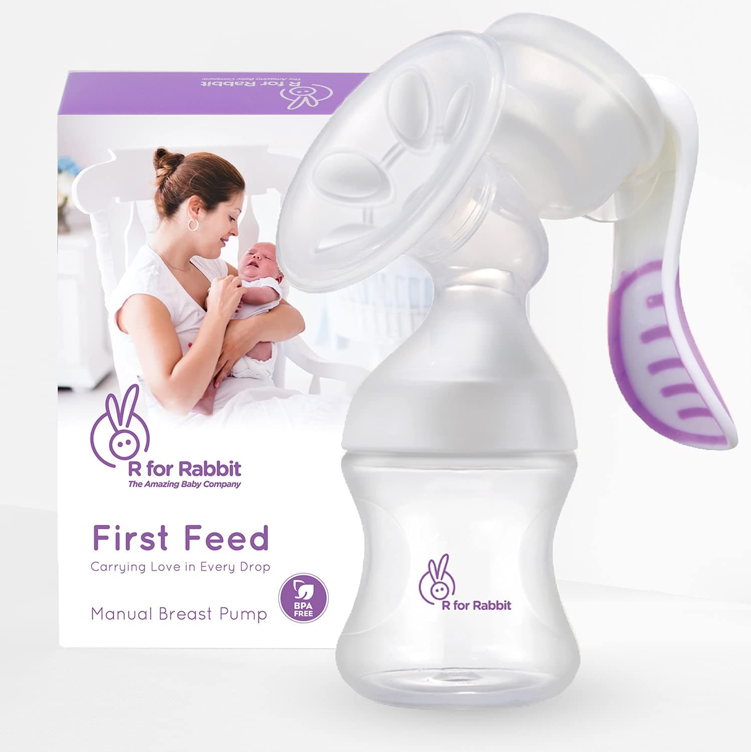 R for Rabbit First Feed Manual Breast Pump Most Safe and Comfortable Breast Pump (Purple)