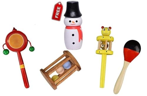 Channapatna Wooden Rattles Toys for Baby | Mumpa