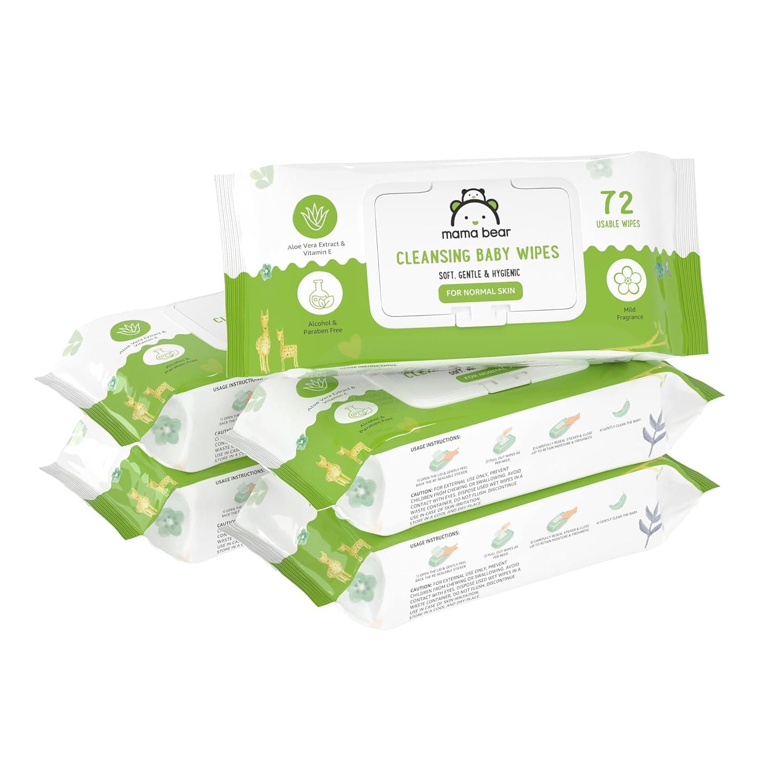Mama Bear Baby Wipes with Aloe & Vitamin E – 360 Count