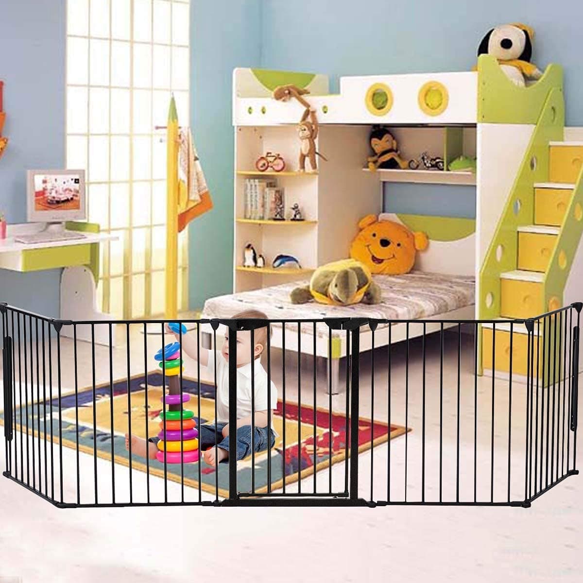 Baybee Foldable Metal Gate for Kids & Pets, Auto-Close