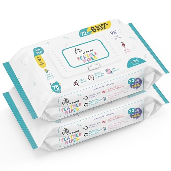 R for Rabbit Feather Aqua Baby Wipes - 156 Count Pack