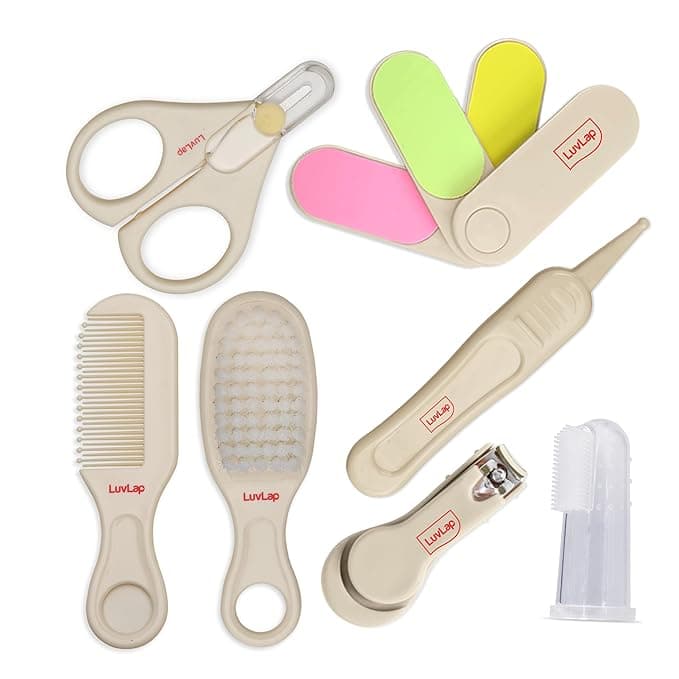 LuvLap 7-in-1 Baby Grooming Kit with Nail Filer – Safe Newborn Care Set (0m+)