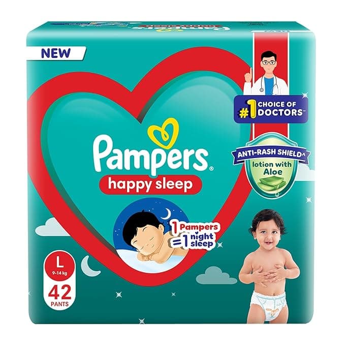 Pampers Happy Skin Pants L – 42 Pieces | Soft & Breathable Pampers Pants for 9-14 kg Babies