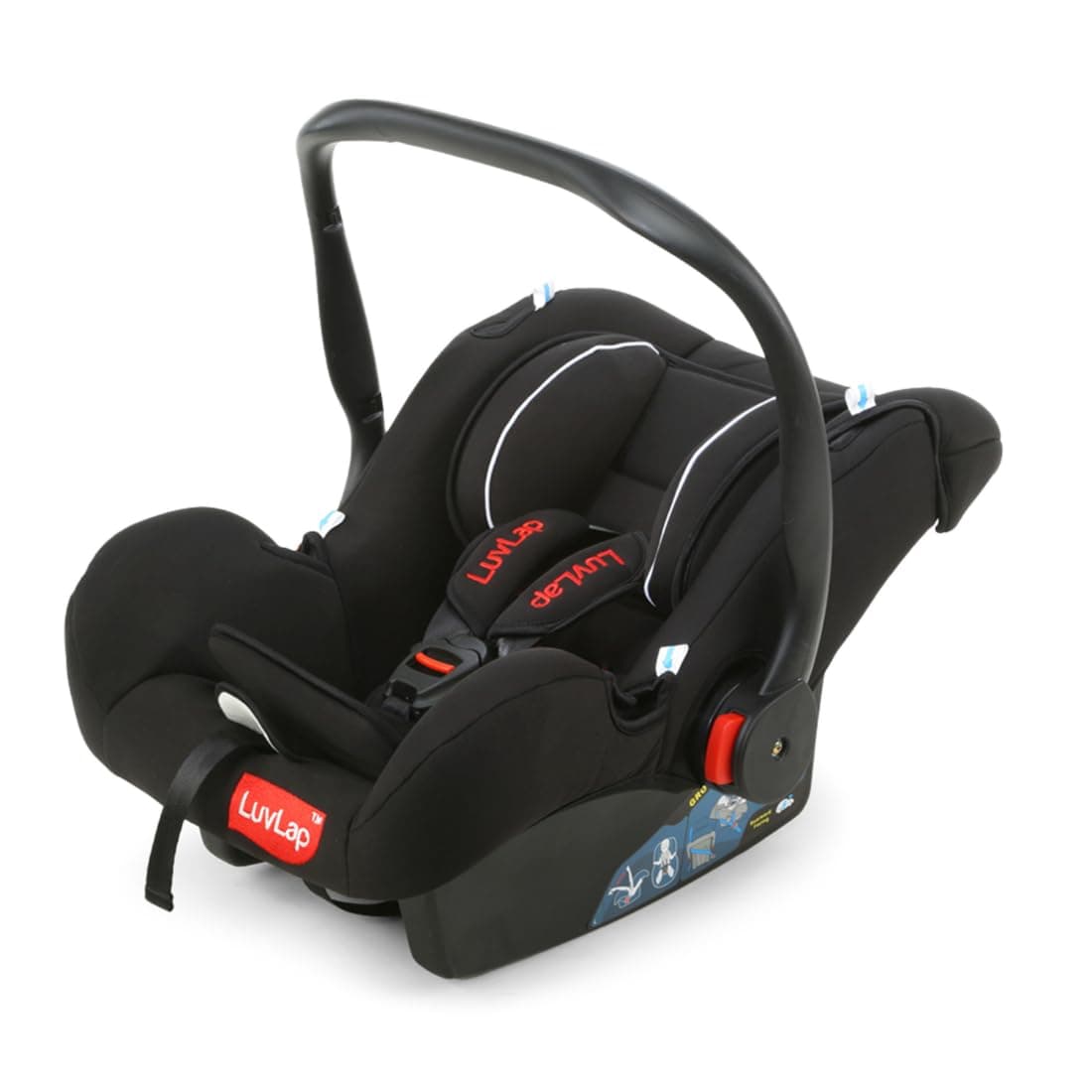 LuvLap 4-in-1 Infant/Baby Car Seat & Carry Cot with Canopy, Convertible Car seat, 5-Point Safety Harness, Rocking & Feeding Chair, Baby Carry Cot, 0 to 15 Months & Weight Upto 13 Kgs (Black)