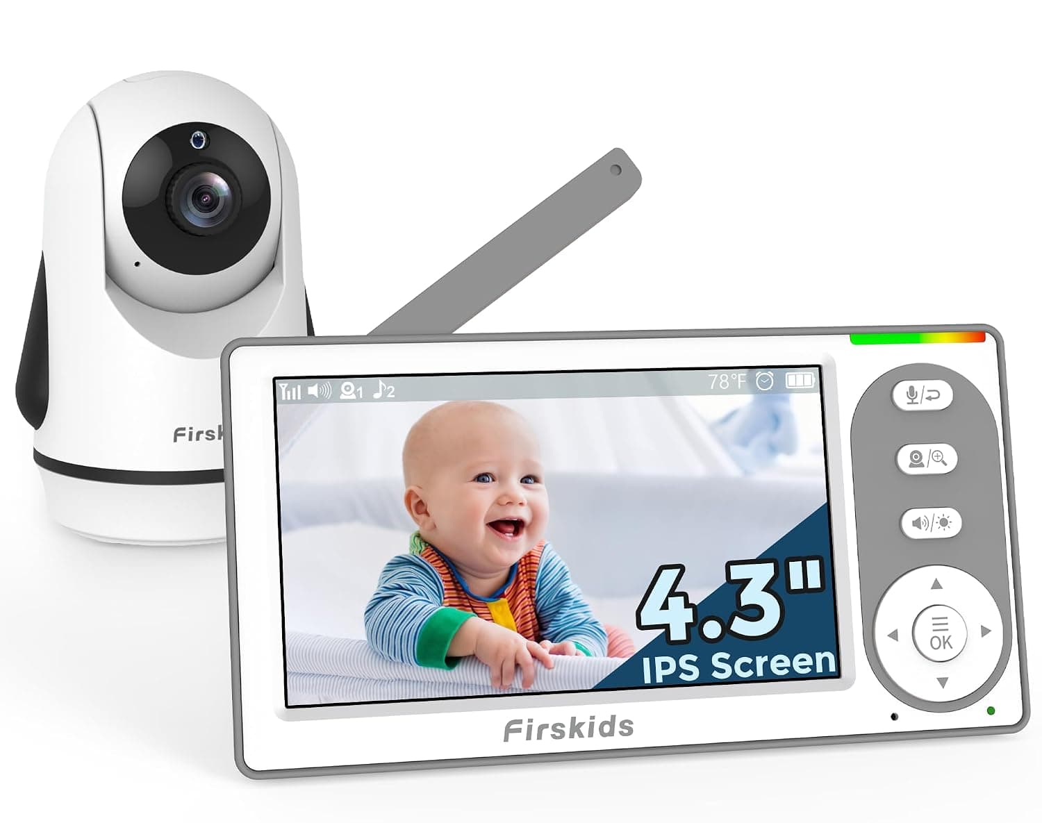 1000ft Long Range Baby Monitor with Night Vision, 2-Way Talk & 4.3'' LCD Screen