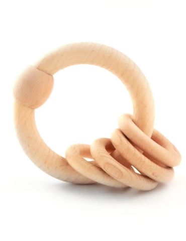 Ariro Wooden Rattle Circular Natural for Baby Boy and Girl