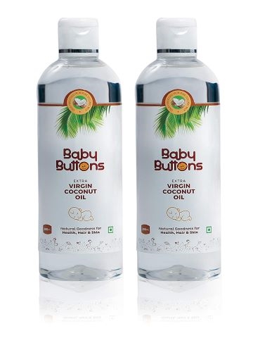 BabyButtons Extra Virgin Coconut Oil For Baby Hair Skin Massage Cold Processed From Pure Coconut Milk 200ml extra 200ml