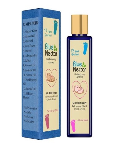 Blue Nectar Ayurvedic Baby Oil with Organic Ghee 100 persent Natural Baby Massage Oil With Coconut Oil and Olive Oil 100ml