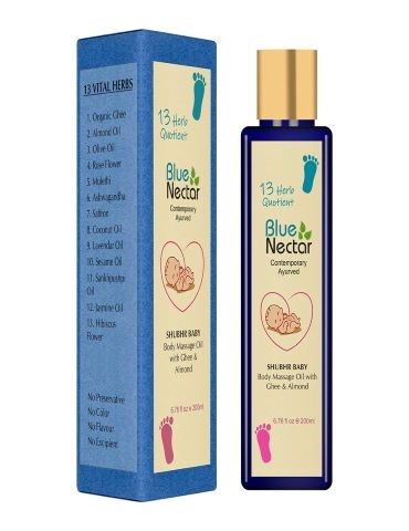Blue Nectar Ayurvedic Baby Oil with Organic Ghee Natural Baby Massage Oil With Coconut Oil and Olive Oil 200ml