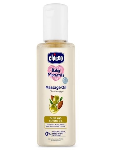 Chicco Baby Moments Massage Oil New Advanced Non sticky and Moisturizing Formula with Natural Ingredients to Prevent Dryness Suitable for Babys Skin