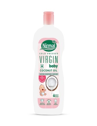 KLF Nirmal Virgin Baby Coconut Oil Baby Massage Oil 400 ml For soft and supple skin A Natural skin moisturizer Great for Diaper Rashes Baby