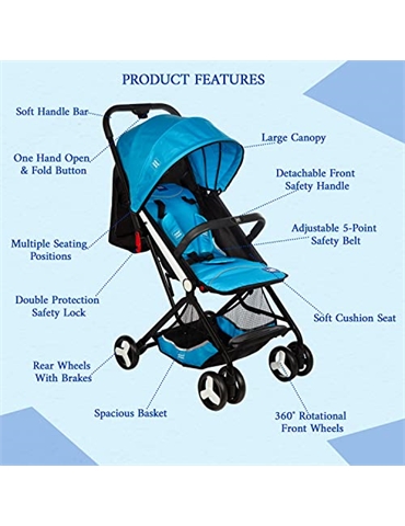 mee mee premium portable baby stroller pram with compact tri folding
