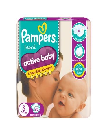 Pampers Active Baby Taped Diapers Small size diapers S 92 count