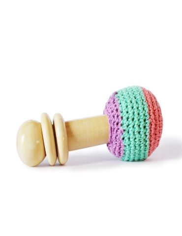 Shumee Wooden Non Toxic Crochet Shaker Rattle Toy