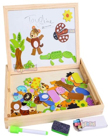 Toyshine Wooden Magnetic Educational Toy Easel Art Animal Puzzle for Kids