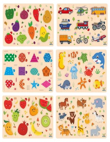 Webby Wooden Educational Colorful Fruits Vegetables Sea Animals Public Transport Shapes Animals Puzzle