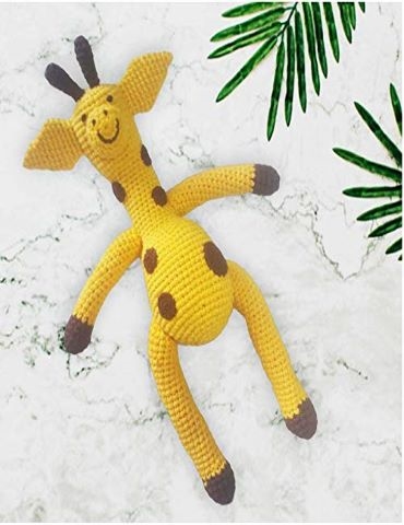 WONDRBOX Crochet Giraffe Soft Toy for Babies 100 persantage Cotton BPA Free and Non Toxic Handmade by NGO Women
