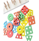 Toyshine Kids Wooden Angle Geometric Blocks Stacker Shape Sorter Column Puzzle Stacking Set
