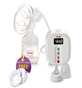 LuvLap Electric Breast Pump with 3 Phase Pumping Rechargeable Battery Manual Convertible Kit Soft Ge