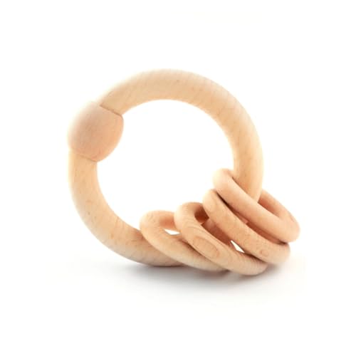 Ariro Wooden Rattle Circular Natural for Baby Boy and Girl