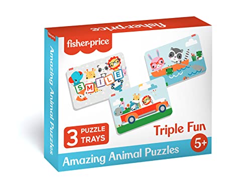 Fisher Price Amazing Animals Puzzles for Kids 60 Pieces 3 in 1 Jigsaw Puzzle for Kids Age 5 Years an