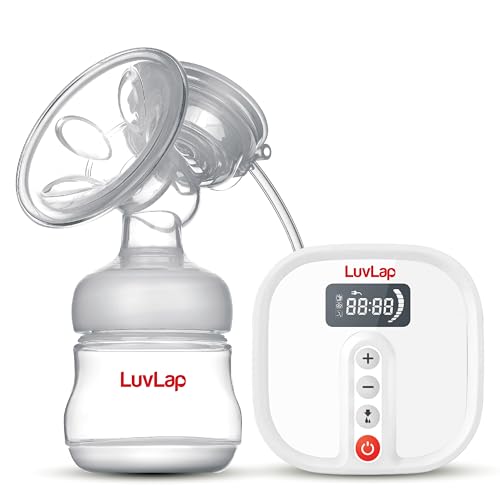 LuvLap Electric Breast Pump with 3 Phase Pumping Rechargeable Battery Manual Convertible Kit Soft Ge
