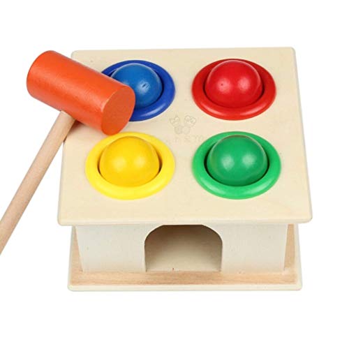 Trinkets andMore Wooden Hammer Ball Knock Pounding Bench with Box Case Fine Motor and Dexterity Skil