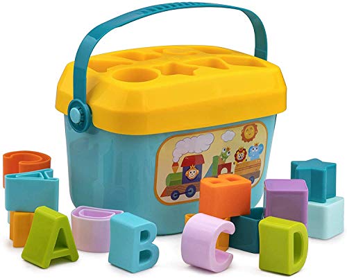 LONGMIRE Baby Firsts Block Shape Sorter Colors Baby and Toddler ABCD Shape