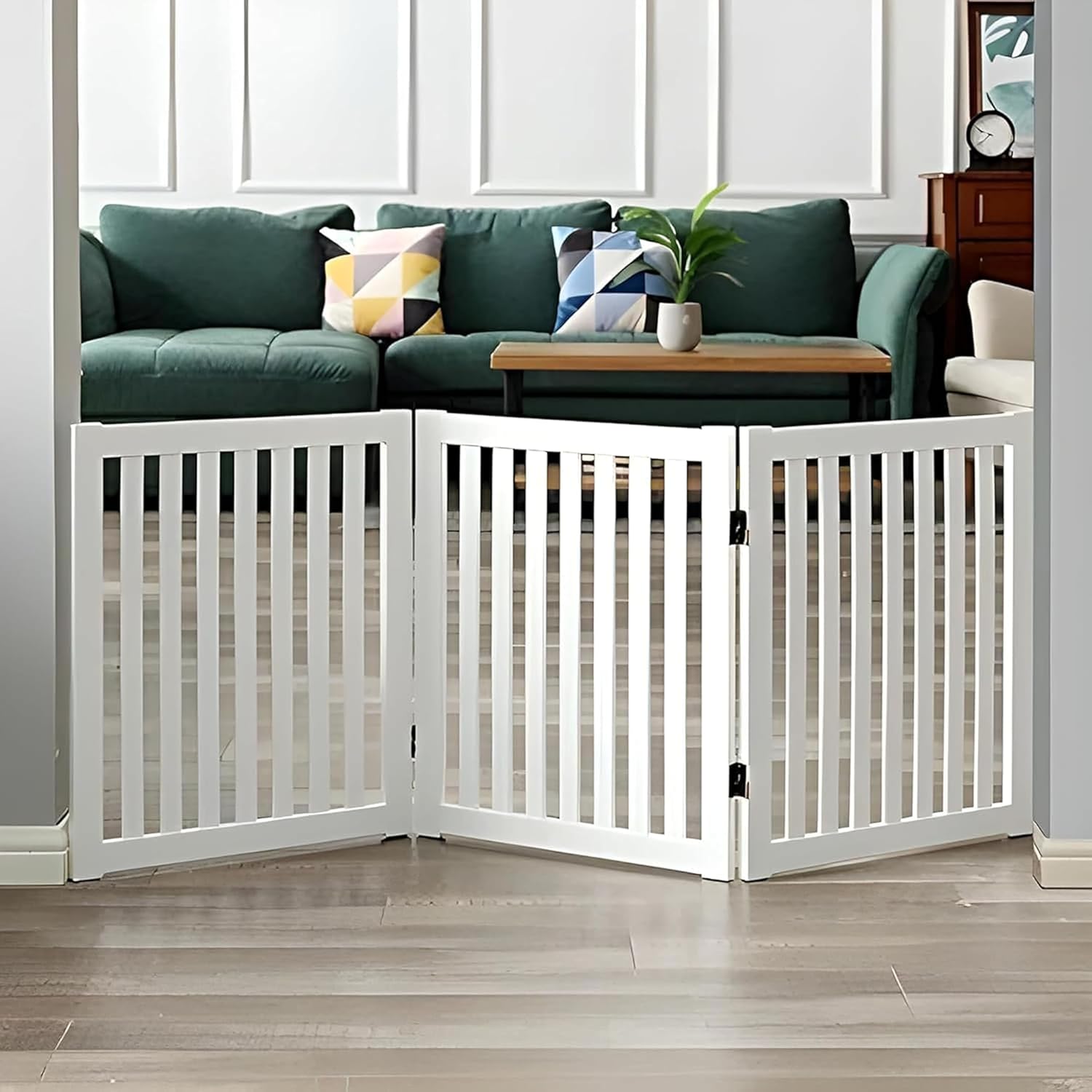KRAFTEE Foldable Room Gate – 3-Panel Wooden Barrier