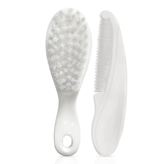 LuvLap Elegant Baby Comb & Brush Grooming Set – Soft Bristles for Gentle Hair Care, BPA-Free Baby Hair Grooming Kit for Newborns, Infants & Toddlers (0M+)