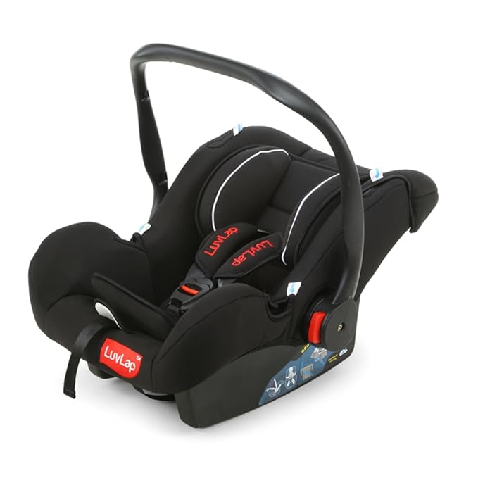 LuvLap 4-in-1 Baby Car Seat & Carry Cot - Rocker & Feeding Chair (Black)