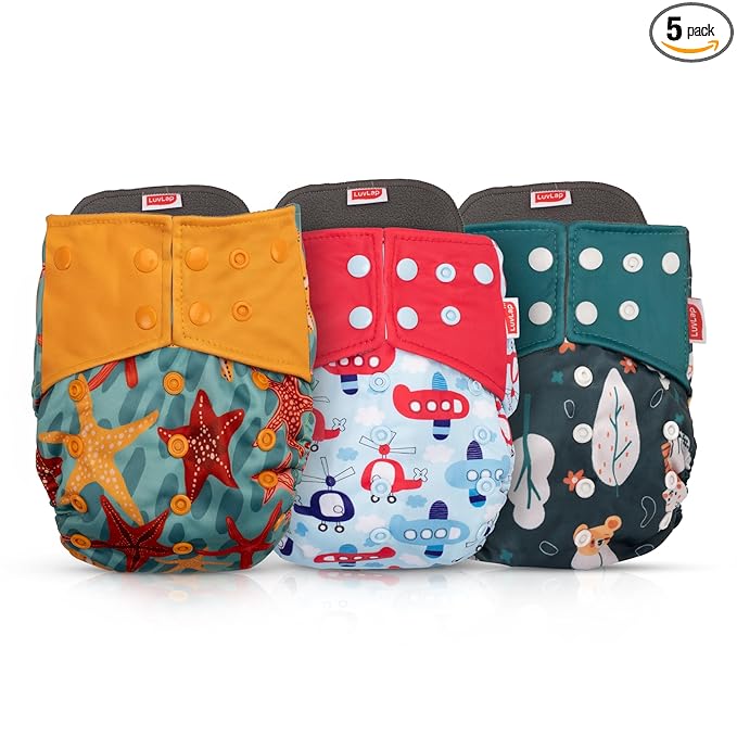 LuvLap Diaper Reusable Baby Cloth Diapers Combo Pack of 3 – Soft, Leak-Proof & Eco-Friendly